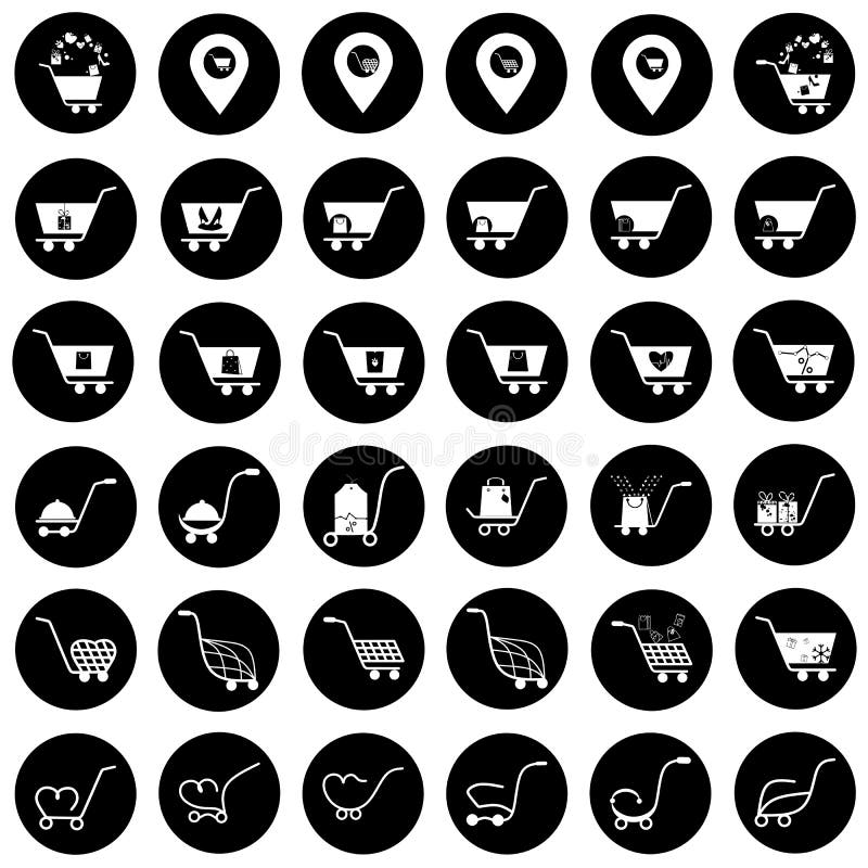 Simple set of shopping cart, trolley vector icons. Contains such icons as mobile shop, web site, and ui. Cart flat collection of w royalty free illustration Simple set of shopping cart, trolley vector icons. Contains such icons as mobile shop, web site, and ui. Cart flat collection of w royalty free illustration