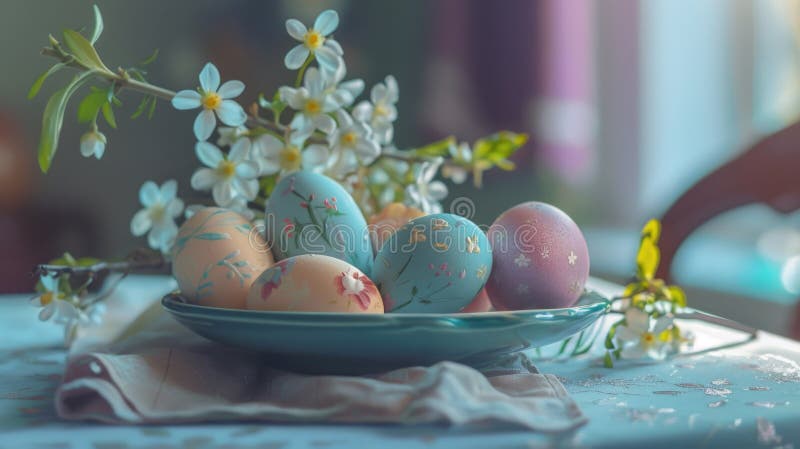 A simple setup of eggs on a table, suitable for food or still life photography royalty free stock image