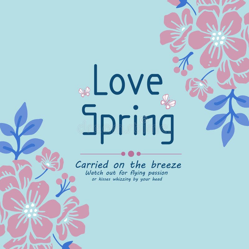 Simple Shape of Love Spring Card, with Beautiful Decoration Template of