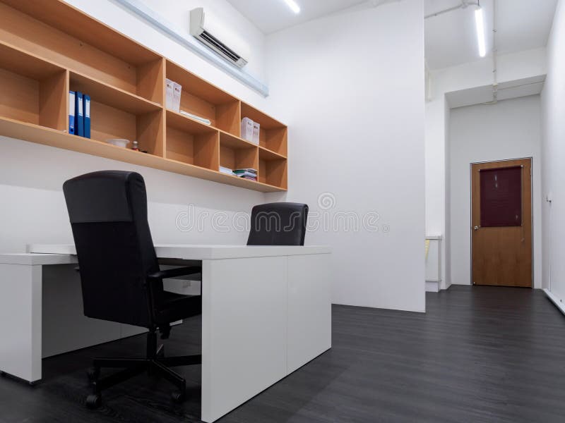 Simple Small Office Interior With Black And White Layout Stock Image -  Image Of Empty, Modern: 165268989