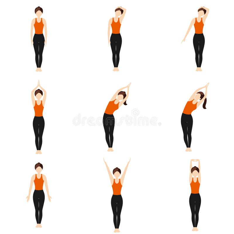 Set Vector Illustrations Girl Doing Sport Warm Exercises Yoga Pose Stock  Vector by ©movaliz 209899306
