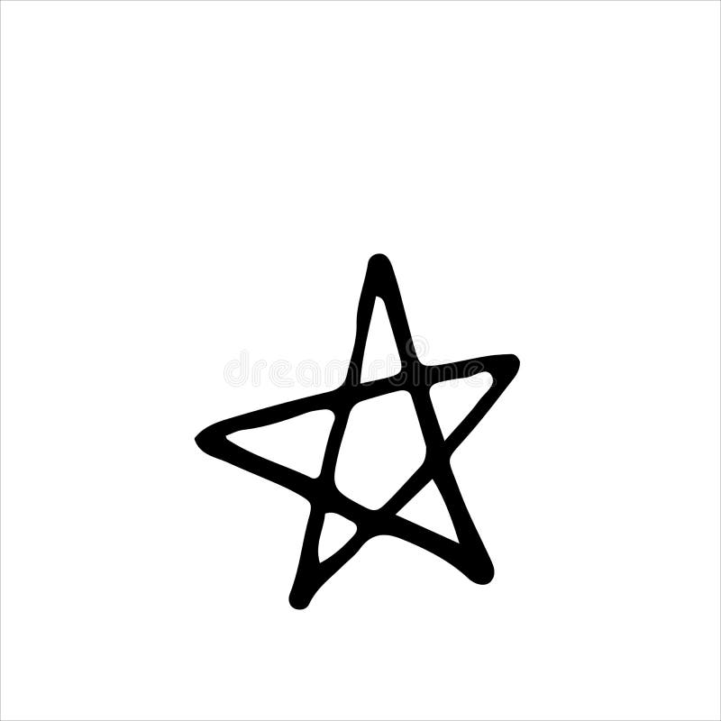 Simple Star Drawn in Outline Isolated on White. Single Vector Illustration  in Cartoon Doodle Style Stock Vector - Illustration of logo, greeting:  175634401