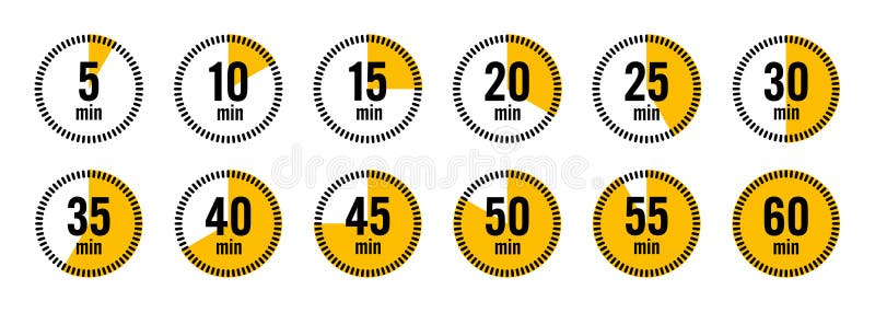 Simple stopwatch icons. Colorful chronometer, time counter with dial. Countdown timer showing hours and minutes vector illustration