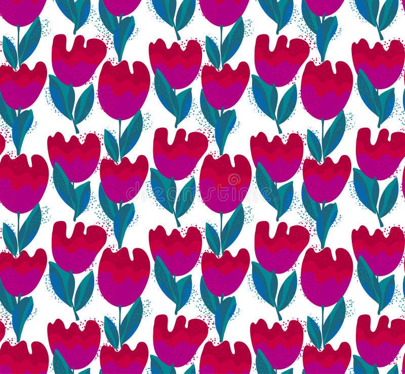 Simple stylish tulip flower seamless, pattern.