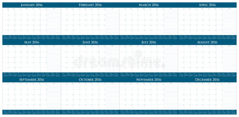 Simple table calendar 2016