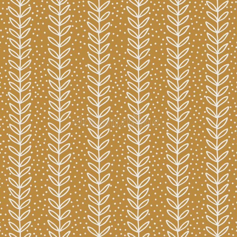 Simple terracotta leaf pattern. Seamless eco background. Hand drawn wallpaper.