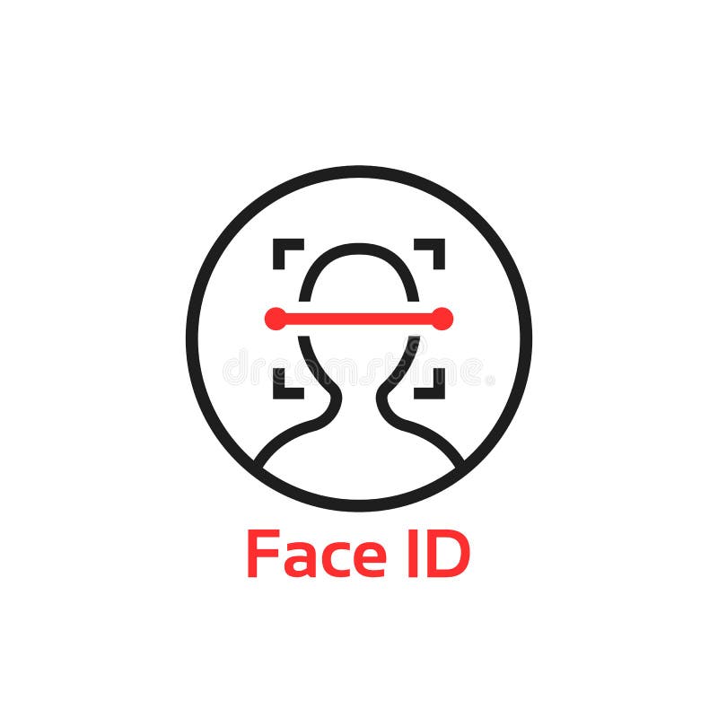 Face id scanner logo with check mark Royalty Free Vector