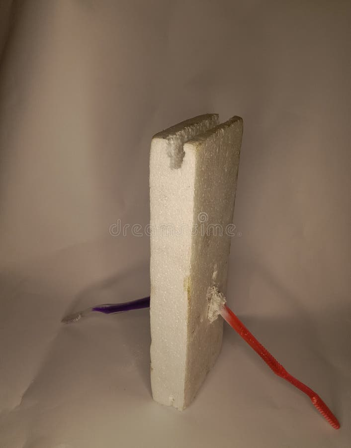 A Simple Tripod Made of Old Cork and Toothbrush Stock Image Image of