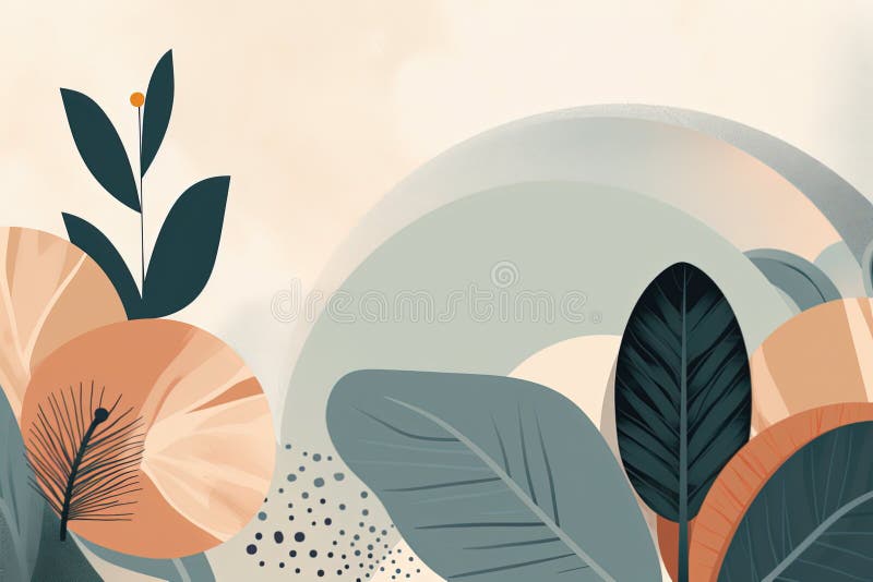 Simple tropical line art, abstract, muted tones, clean background. Generative AI royalty free illustration