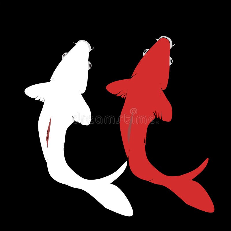 Simple Two Fish Red and White Stock Illustration - Illustration of fish