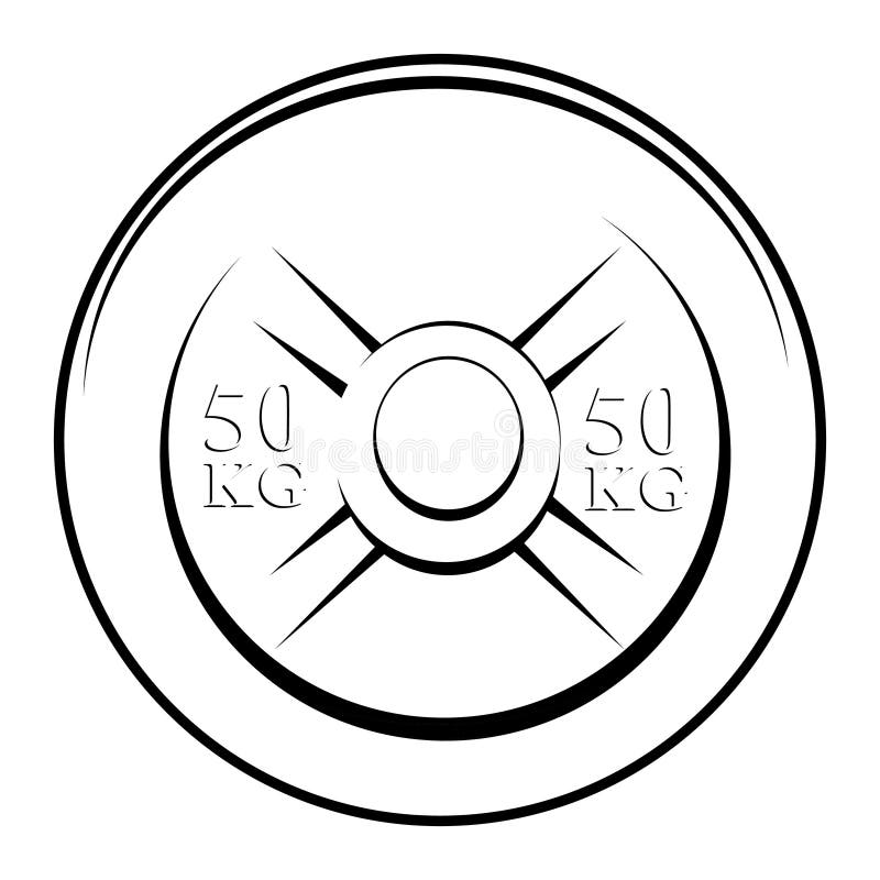 Simple Vector Black and White Barbell Plate, Isolated on White Stock