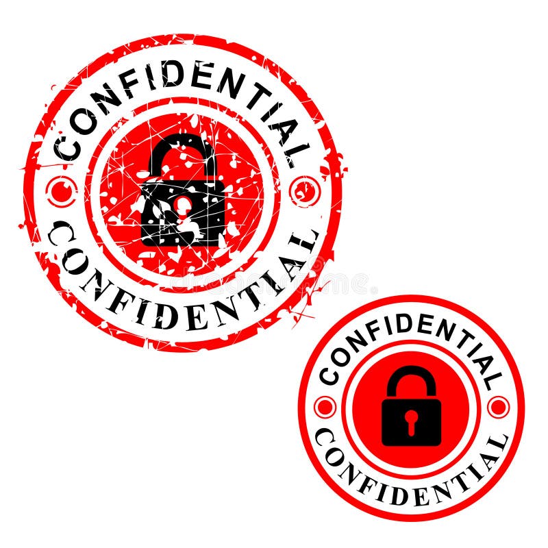 Simple Vector, Circle Red Grunge Rubber Stamp, Confidential, Isolated on White stock illustration