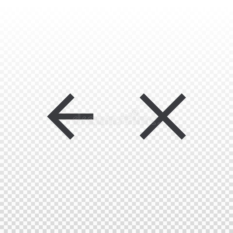 Simple vector icon backward and close isolated on transparent background. Element for design app or website stock illustration