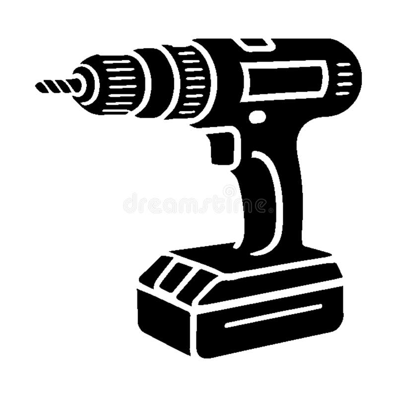 Simple Power Drill Vector Icon Logo Illustration. royalty free illustration