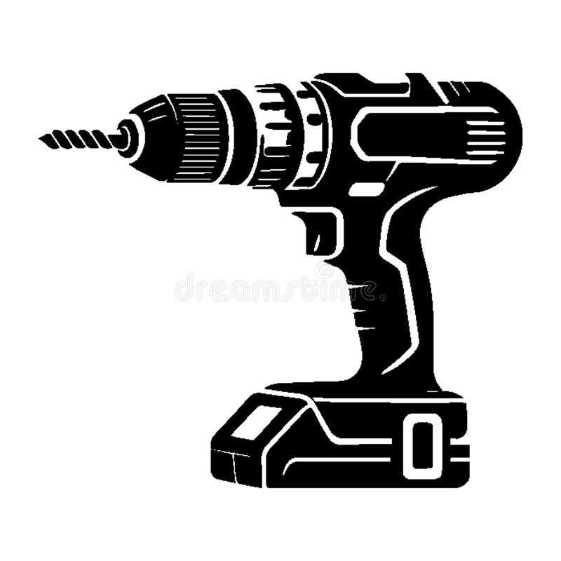 Simple Power Drill Vector Icon Logo Illustration. royalty free illustration