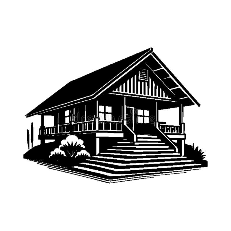 Simple Vector Icon Rural Homes Logo Design Illustration. stock illustration