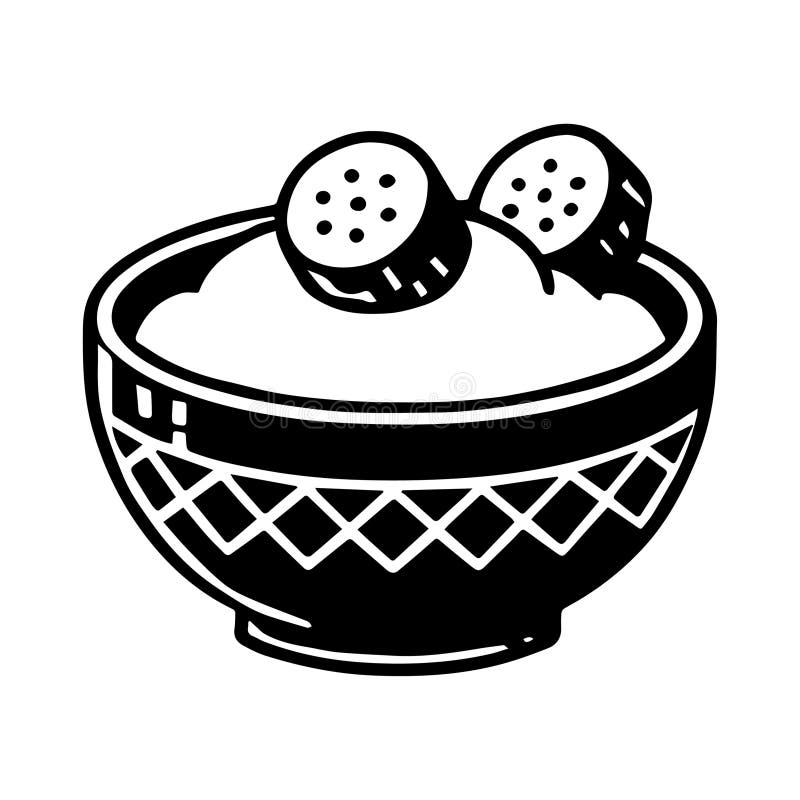 Simple Vector Icon Yam Porridge Logo Design Illustration Artwork. stock illustration