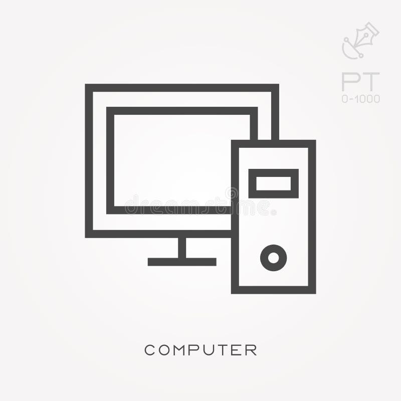 Simple vector illustration with ability to change. Line icon computer royalty free illustration