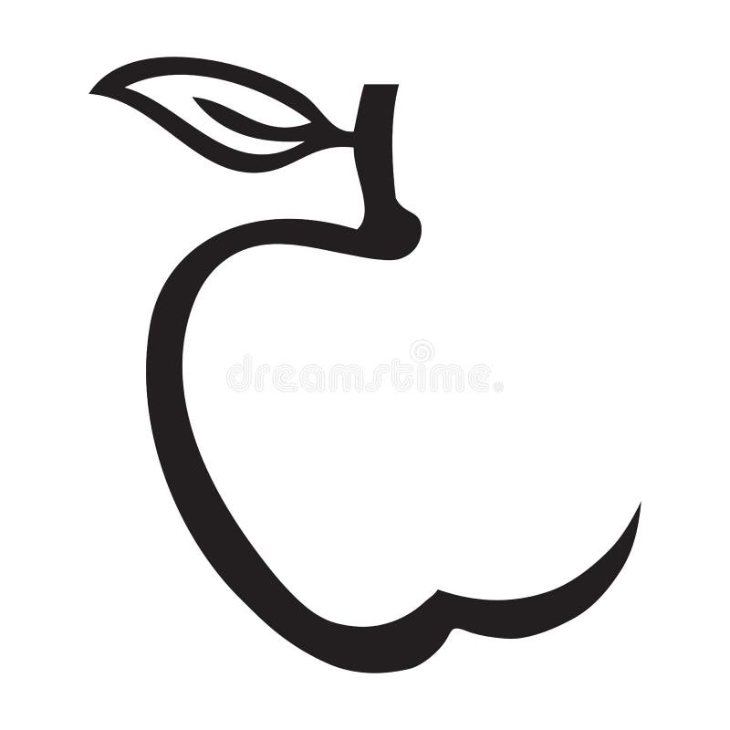 Simple Vector Illustration of a Black and White Apple Stock Vector