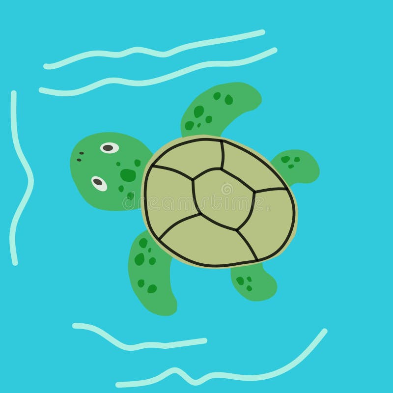 Simple vector illustration design of a swimming turtle vector illustration