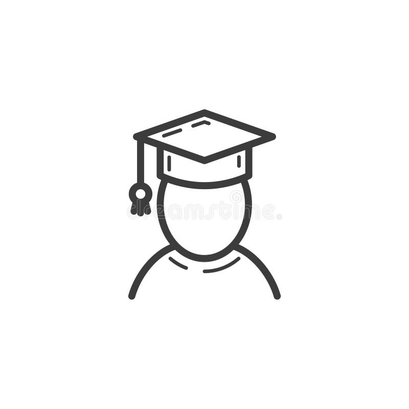 Simple vector line art outline icon of the graduate of the university royalty free illustration