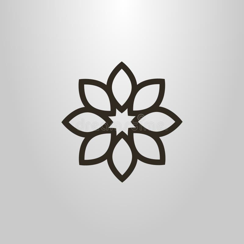 Simple Vector Line Art Symbol of Flower with Eight Petals Stock Vector Illustration of floral