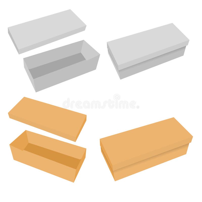 3 Simple Vector, Mockup Brown and White Shoe Box royalty free illustration