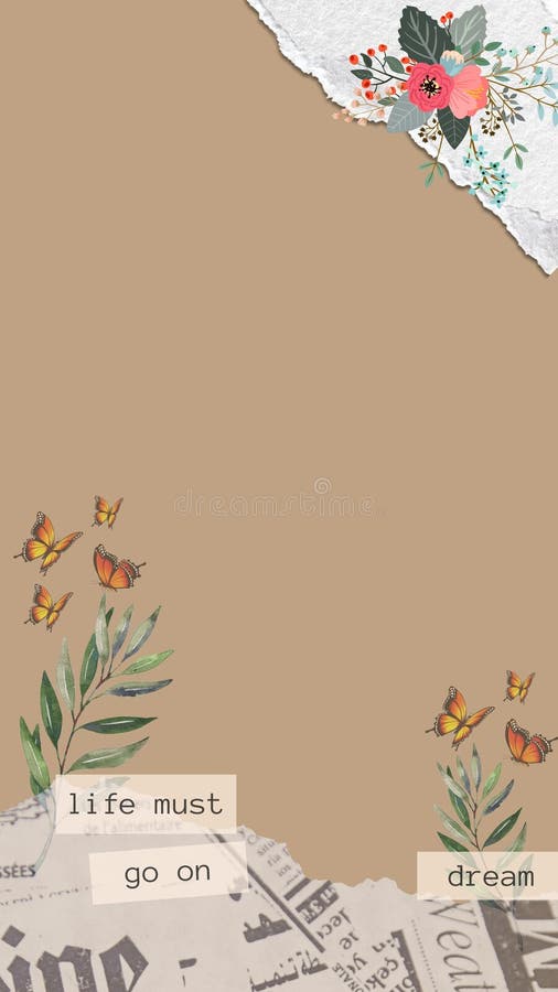 Simple Vintage Newspaper Background. Floral and Butterflies Theme Stock  Illustration - Illustration of drawing, branch: 226222322