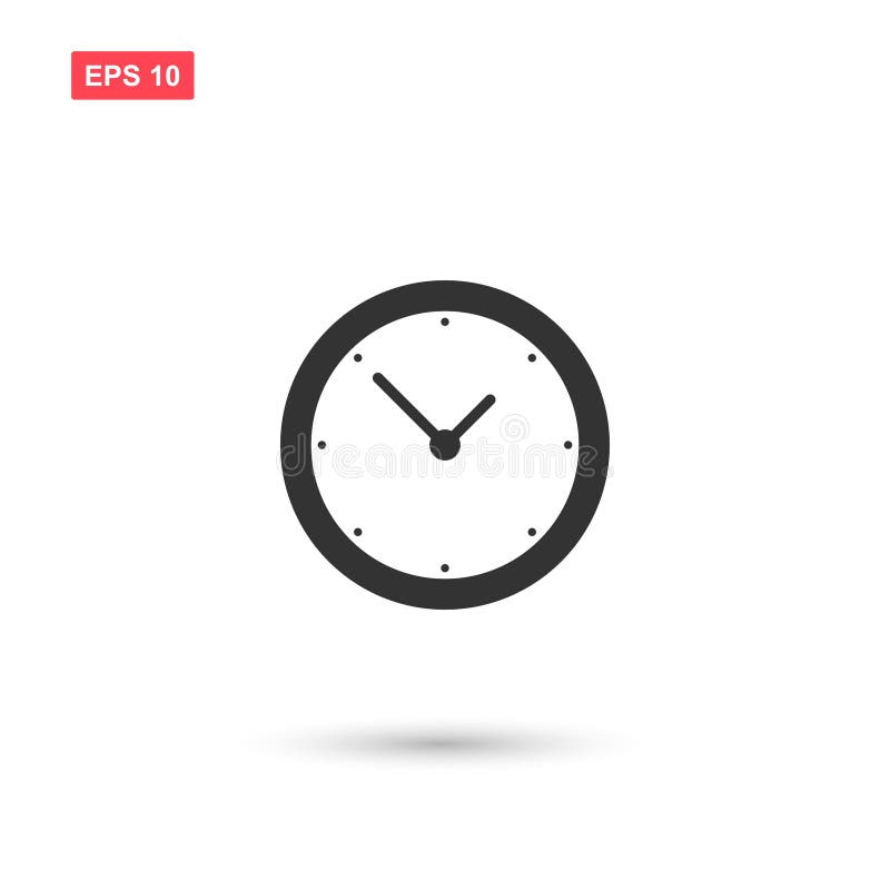 Clock icon, clock symbol, clock logo, app, UI. EPS 8 flat vector isolated on background. Stock Vector