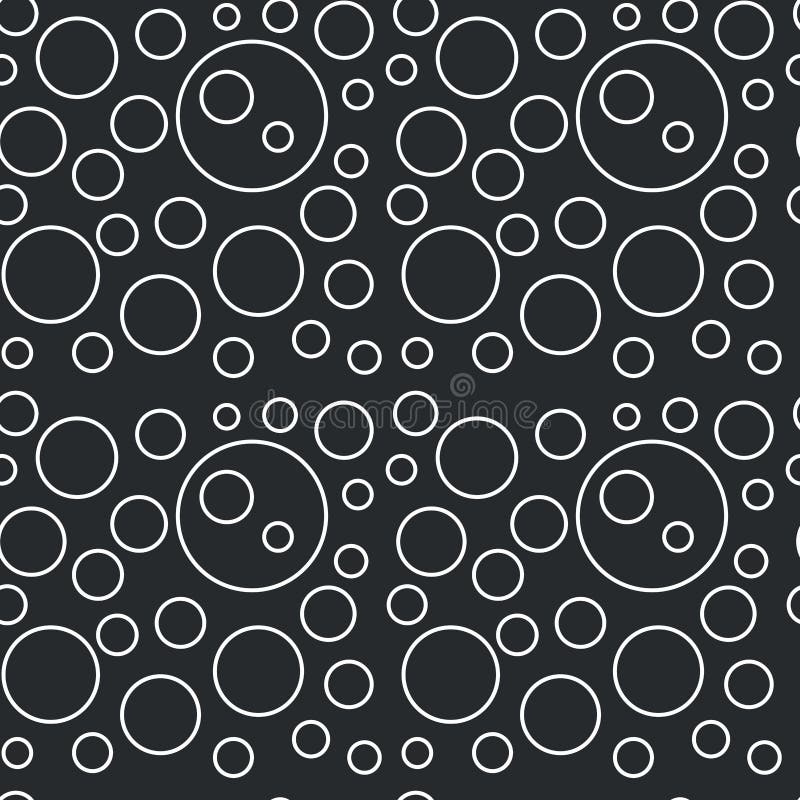 Simple White Circles on Black Background, Seamless Vector Background Stock Illustration