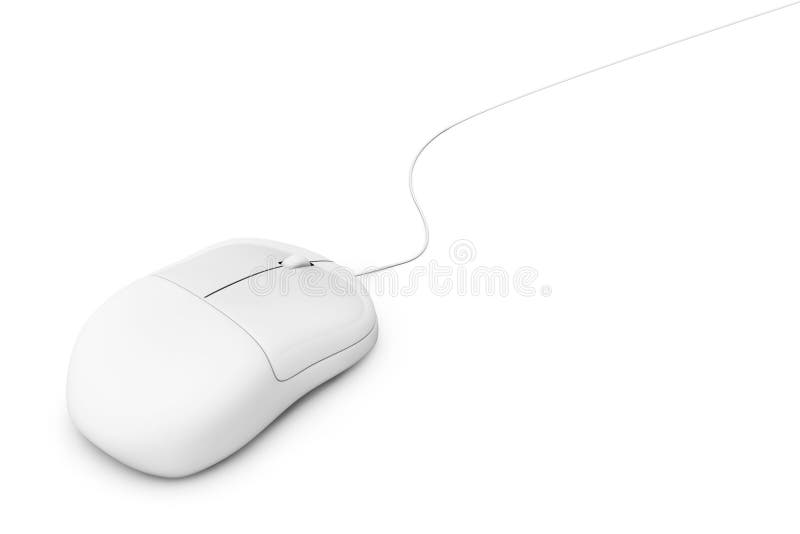 Simple wired computer mouse on a white background