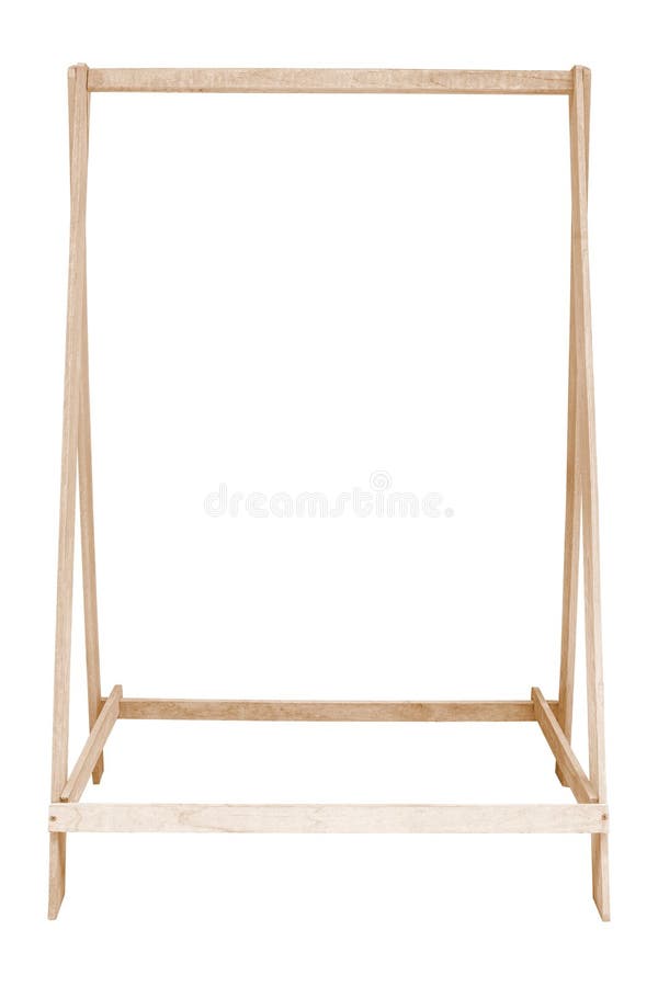 Simple wooden clothes rack isolated on white background stock photography