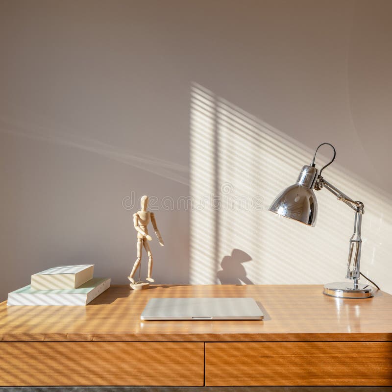 Simple wooden desk to study royalty free stock images