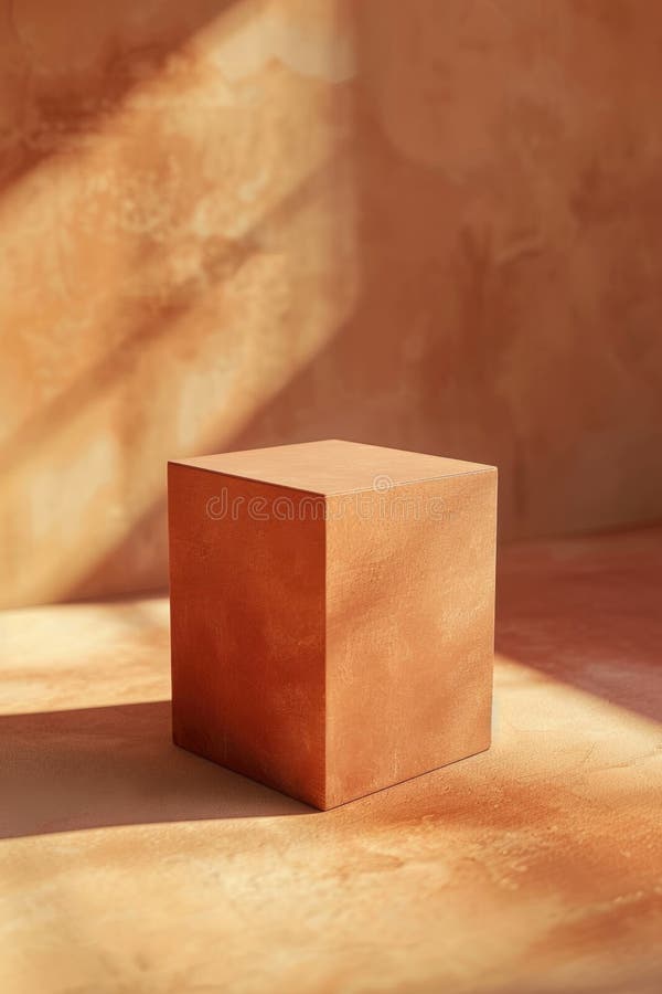 A simple wooden floor with a brown box placed on top royalty free stock photo