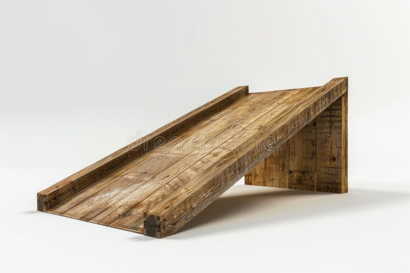 A simple wooden ramp on a clean white background stock photography