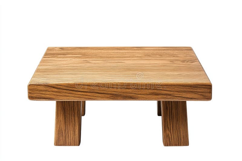 A simple wooden table set against a plain white background royalty free stock photo