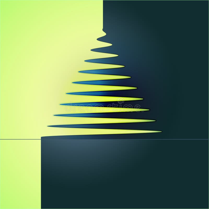 Simple xmas tree yellow blue vector vector illustration