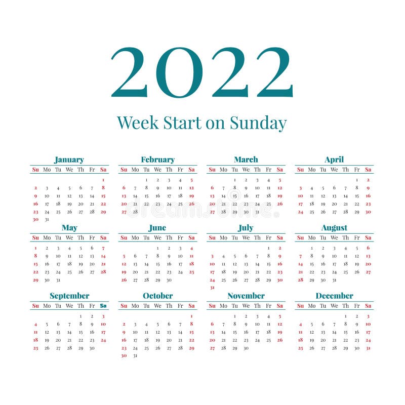 simple-2022-year-calendar-stock-vector-illustration-of-annual-104216611