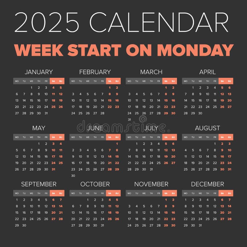 2025-year-vintage-calendar-weeks-start-on-sunday-stock-vector-illustration-of-monthly-simple