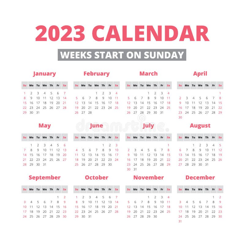 D214 2022 2023 Calendar Simple 2023 Year Calendar Stock Vector. Illustration Of Template - 80462266