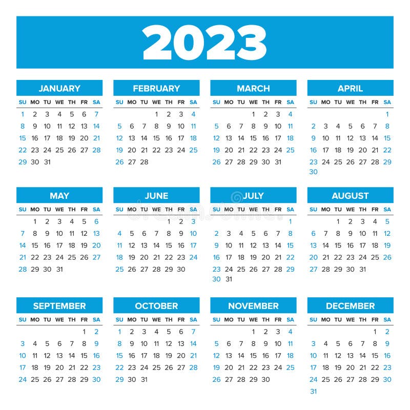 Simple 2023 Year Calendar Stock Vector Illustration Of Template 80462260