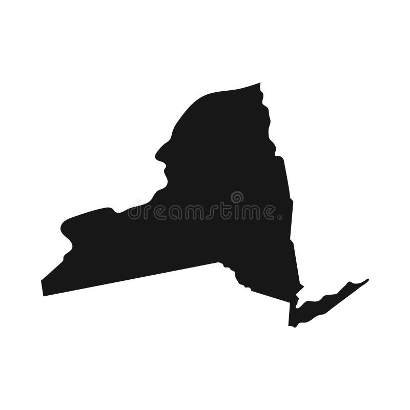 Simplified Black Silhouette of New York State Border Stock Vector ...
