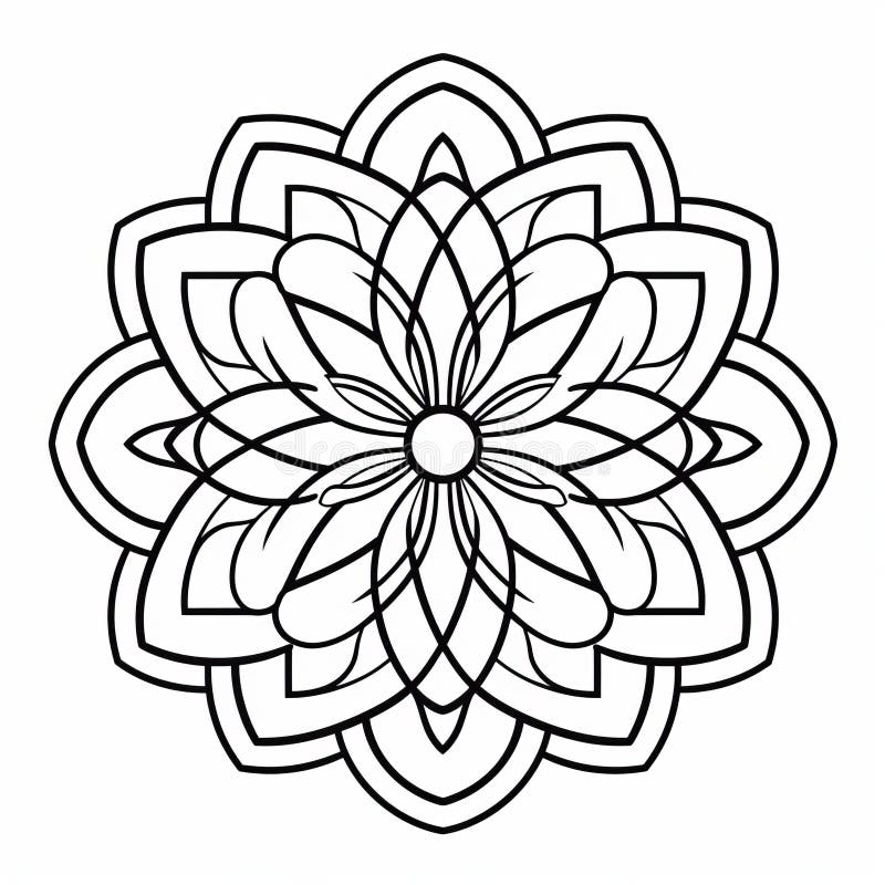 Simplified Mandala Coloring Page: Clean Line Art for Coloring Book ...