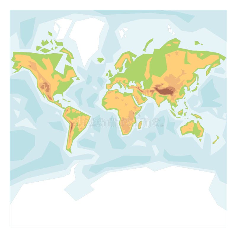 blank physical world map