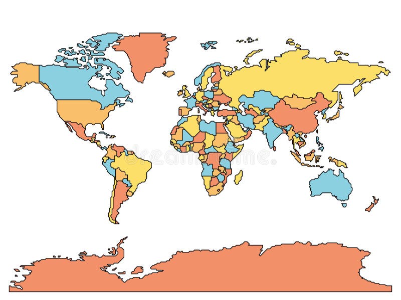 Simplified Smooth Border World Map Stock Vector Illustration Of