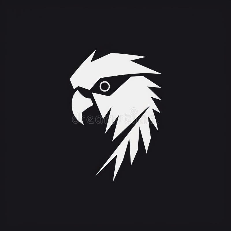 Simplistic Black and White Eagle Art Unique Character Design Stock
