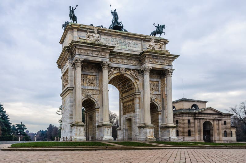 Simplon Gate in Milan, Italy Stock Image - Image of triumph, sempione ...
