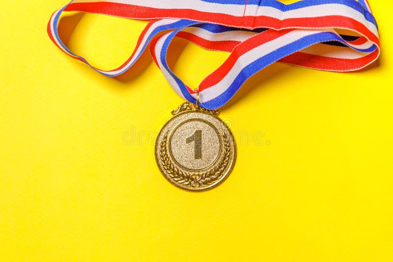 Golden Medal - First Place Sport Champion Stock Photo, Picture and