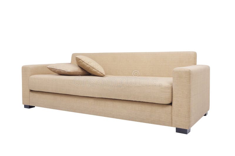 Beige couch on white stock photo. Image of domestic, parquet 11659924
