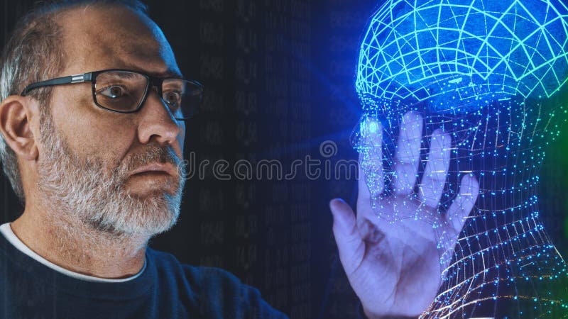 Simulación de aprendizaje profunda del cerebro de la inteligencia artificial imagen de archivo libre de regalías